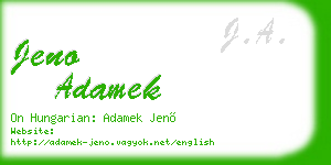 jeno adamek business card